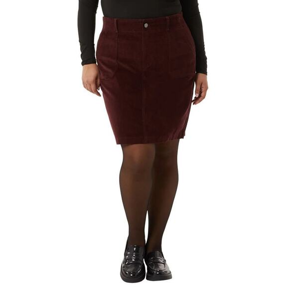 New 32 Degrees Women's Plus Front Zip Cotton Corduroy Mini Skirt - Picture 5 of 9